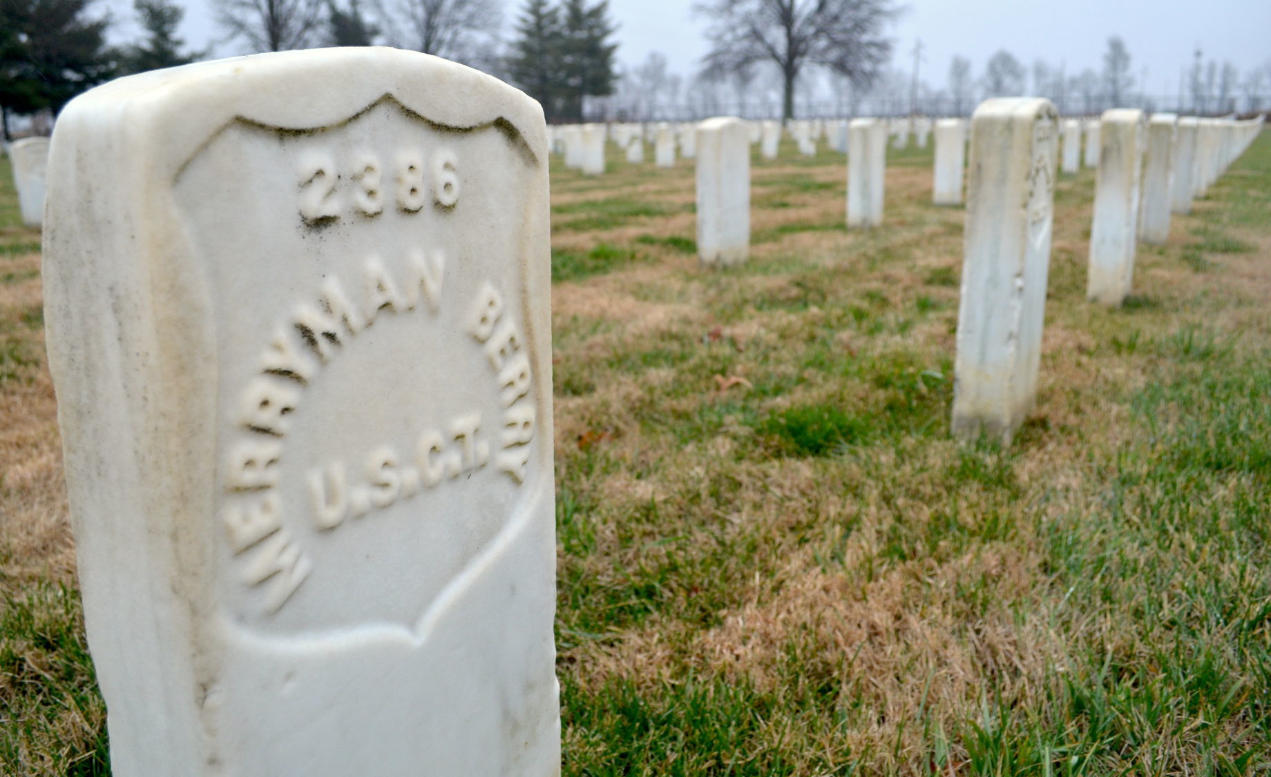 Corene researches USCT at Mounds Cemetery 2